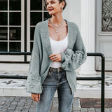 Christmas Gift  Loose women knitted cardigans Lantern sleeve heart crochet oversize sweaters Autumn winter female cardigan coats outwear