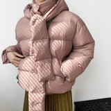 Christmas Gift  Women Thickened Short Hooded Oversize Parkas Puffer Jackets 2021 Winter Long Sleeve Buttons Pockets Female Warm Coat