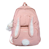 Graduation Gift Big Sale Cute Rabbit Young Girl School Backpack Female Large Capacity Kawaii Back Pack Mochila Pink Women Bagpack Nylon Cartoon Schoolbag