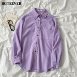 Christmas Gift BGTEEVER 2021 Spring New Chic Long Sleeve Women Blouses Tops Single-breasted One Pocket Loose Female Solid Shirts Blusas femme