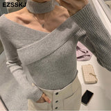 Christmas Gift pure fashion slim a-line Sweater dress Women winter autumn slash neck thick dress 2021 French sweater dress long sleeve