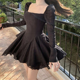 Kukombo Autumn Winter Elegant Kawaii Dress Women Solid Bodycon Sexy Party Mini Dress Female Korean Fashion Designer Chic Dress 2022 New
