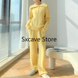 Christmas Gift 2021 Winter Knit Set Women Casual Pure Color Korean Style 2 Piece Set Office Lady Outwear Sport Sweater Suits Female Tracksuits