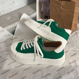 Kukombo Autumn Women Green White Black Casual Platform Canvas Sneakers Sports Shoes Tennis Designer Running Flat Vulcanize