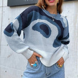 Christmas Gift EZSSKJ Color Block Drop Shoulder Sweater Croped Sweater pullovers Women 2021 loose Sweater Pullover female Long Sleeve