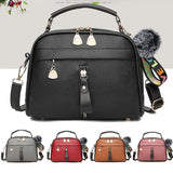 Hairball Tassel Messenger Shoulder Bag For Women PU Leather Handbag Lady Boston Hairball Messenger Crossbody Totes Bag