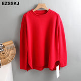 Christmas Gift Autumn Winter splitside oversize thick Sweater pullovers Women 2021 loose cashmere turtleneck big size Sweater Pullover female