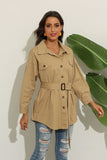 Kukombo Solid Color Casual Shirt Women's Belt Wide Loose Belt Blouse Coat Fashion Buttoned Single Breasted All-Match Chic Tops