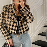 Kukombo Autumn Winter Women's Blazers Jackets Checkered Korean Lady Wild Plaid Bling Bling Short Tops JK1292