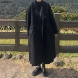 Kukombo Woman Long Coat Fashion Korean Preppy Style Retro Versatile Windbreaker Casual Warm Woolen Coat Oversize 2022 Spring Women Coat