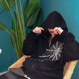 Kukombo Y2K Rhinestone Skeleton Zip Up Oversized Sweatshirts Goth Hoodies Women Grunge Hooded Jacket Streetwear Retro Tops