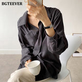 Christmas Gift Casual Turn-down Collar Women Solid Blouses Tops 2022 Autumn Full Sleeve Pocket Female Shirts Elegant Ladies Blusas