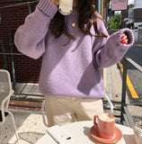 Kukombo Christmas Gift 10 colors Pink Women Sweater Pullover Female Knitting Overszie Long Sleeve Loose Knitted Outerwear Womens Winter Sweaters