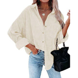 Christmas Gift Autumn Corduroy Jacket Woman Long Shirt Jacket Women Button Coat Jackets Women Fashion Overshirt Loose Coat Female 2021