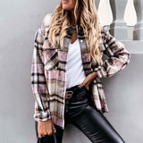 Christmas Gift Autumn Jackets Coats Women Winter Plaid Jacket Female Overshirt Long Checkered Jacket Women Shirt Coat For Women 2021