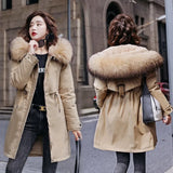 Christmas Gift Winter Jacket Women Parkas 2021 New Thicken Warm Casual Long Coat Fur Lining Cotton Fur Collar Warm Hooded Parkas Plus Size 6XL