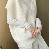 Christmas Gift  2021 New Winter Spring Women Sweaters Pullovers Sleeveless Vest Waistcoat Vintage Oversize Wild Knitwear Tops SWV1158