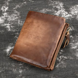 Kukombo Fashion Leather Men's Wallets 2022 New Retro Cowhide Multifunction Zipper Purses Men Solid Color Coin Purses Short Male Wallet