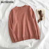 Christmas Gift BGTEEVER New Autumn Winter Basic Knitted Sweater for Women Casual O-neck Loose Solid Female Pullovers Jumpers 2021 Knitting Tops