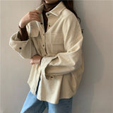 Christmas Gift New oversize Women Blouses corduroy spring Tops femme Casual Women shirt long sleeve Cotton Girls Blouse New Blusas autumn