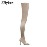 Christmas Gift Eilyken 2021 Thigh High Boots Over The Knee Elastic Stretch Boots Women Botas Mujer Sexy Knee High Heels Sock Boots New