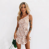 Kukombo Leopard dot dress women casual beach dress summer autumn boho dresses one shoulder ruffled vestidos lady 2022 boho dress