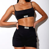Kukombo women sexy ribbed knitted two piece set summer backless cami top and high waist hot shorts solid slim skinny women sets