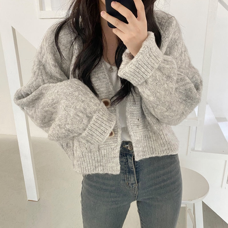 Christmas Gift Short Sweater Cardigan Women's Loose Cardigan Coat 2021 New Spring And Autumn Thickened Knitted Fashion Top