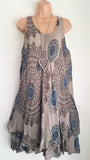 S-5XL Plus Size Summer Dress Floral Print Double Layer Dress Sleeveless Elegant Leisure Beach Dresses Women Thin Oversized Tunic