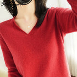 Christmas Gift Women Sweaters And Pullovers 2021 Autumn Knitted Top Jumper Women Pulovers Purple V Neck Sweater Basic Winter Sweater Woman