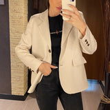 Kukombo Spring Autumn Women's Blazers Pockets Jackets Fashionable Vintage Oversize Elegant Office Lady Tops JK9125