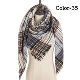 Christmas Gift 2021 New Winter Knitted Scarf Cashmere Pashmina Women Warm Neck Scarves Shawls Plaid Wraps Triangle Stoles Lady Bandana