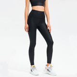 Christmas Gift High Rise Workout Yoga Set Women Matte Coated Faux Leather Leggings Squat Proof Back Waist Pant Sports Bra Workout Clothing