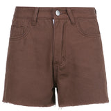 Kukombo Casual Solid Straight Shorts Women 2022 Fashion Brown Pocket High Waisted Bottoms Streetwear Ladies Sweet Harajuku Lady