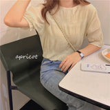 Kukombo 2021 New Chic Blouse Women Chemises Femme O Neck Short Sleeve Unicolor Sweet Summer Shirts Korean Style Blusas Mujer