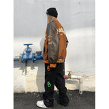 Kukombo Brown Jacket Baseball Bomber Female Men Zip Up Jacket Women Clothing 2022 Harajuku Plus Size Streetwear Outerwear Goth Japanese