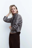 Kukombo Spring Autumn New Elegant Solid Jacket Bow Tie Women Long Sleeve Jacket PU Fashion Lady Office Coat Tops