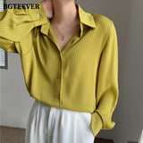 Christmas Gift BGTEEVER Office Ladies Striped Women Blouses Tops Full Sleeve Loose Women Shirts Elegant Spring Blusas Mujer 2021