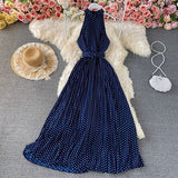 Kukombo Spring Autumn New Polka Dot Women's Dress Chiffon Pleated Long Sleeve A-Line Midi Vestidos Female Fashion Korean Clothes 2022