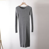 Christmas Gift Autumn Winter long Sweater dress women solid bodycon Thick dress Female Jumper O-neck slim basic knit dress Long sleeve