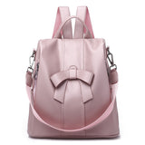 Kukombo Back to school  Cute Pink Bow Women Backpack Pu Leather Antitheft Backpack For Teenage Girls Rucksack Female Shoulder School Bags Travel Mochila
