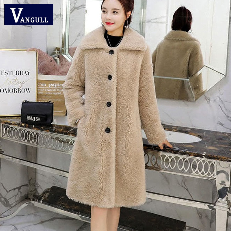 Christmas Gift Winter Women Faux Fur Coat  High Quality Luxury Long Fur Coat Loose Lapel OverCoat Thick Warm Plus Size Female Coats