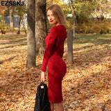 Christmas Gift Autumn Winter long Sweater dress women solid bodycon Thick dress Female Jumper O-neck slim basic knit dress Long sleeve