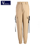 Kukombo Black High Waist Cargo Pants Women Pockets Patchwork Loose Streetwear Pencil Pants 2022 Fashion Hip Hop Women's Trousers