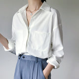 Christmas Gift OL Style White Shirts for Women Turn-down Collar Pockets Women Blouse Tops Elegant Workwear Female Tops blusas femme 2021 Autumn