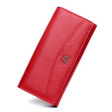 Kukombo Wallet New Brand 100% Genuine Leather Wallet For Women High Quality Coin Purse Female High Quality Long Clutch Phone Red Wallets