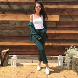 Christmas Gift Work Pant Suits OL 2 Piece Sets Double Breasted Striped Blazer Jacket & Zipper Trousers Suit For Women Set Feminino Spring