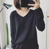Christmas Gift Solid V-Neck Women Sweater Spring New Autumn Cashmere Sweater Solid Sexy Pullovers Coat Female Casual knitted Sweater