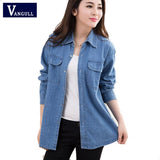 Christmas Gift Long Women Denim Jackets 2021 New Spring Solid Casual Outerwear Single Breasted Pocket Female Plus Size Loose Thin Coats