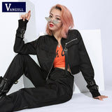 Christmas Gift Women Suit Crop Tops Pants Two Piece Female Spring Autumn Casual Sets Buckle Streetwear Jacket Pant Set Lady Work Suits